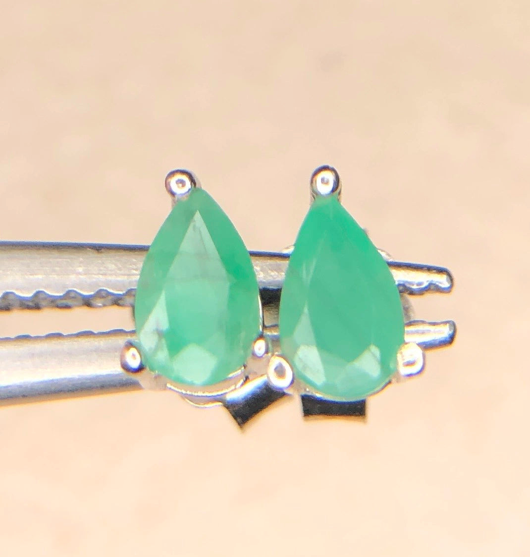 Natuurlijke Smaragd Oorstekers 3,50 ct – 925 Sterling Zilver Rhodium Plated