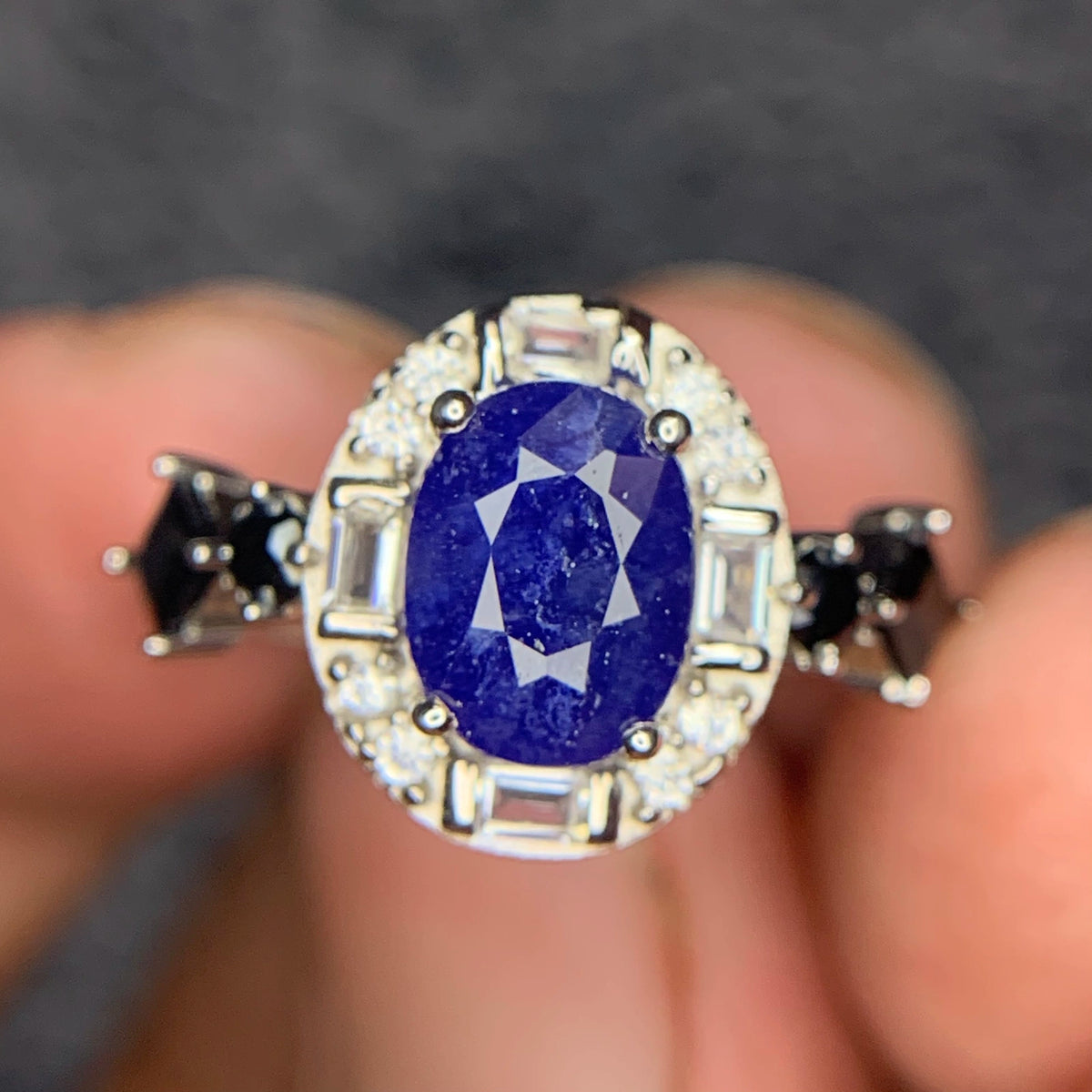 Natuurlijke Blauwe Saffier & Spinel Ring – 17,36 ct – 925 Sterling Zilver