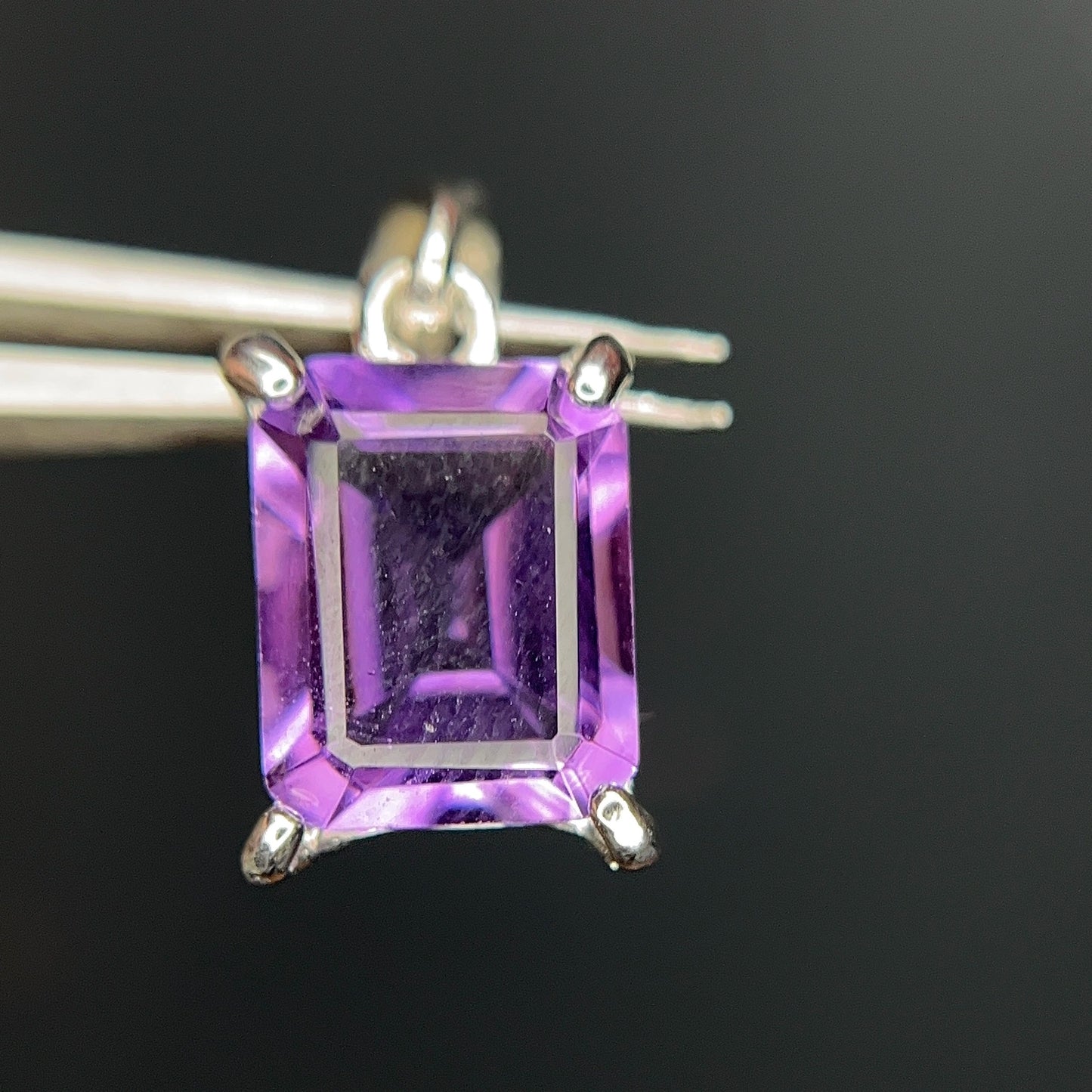 8.12 CT Natural Amethyst Pendant in 925 Silver with Rhodium Plated
