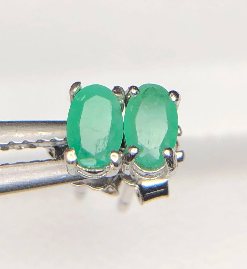 Natuurlijke Smaragd Oorstekers 3,55 ct – 925 Sterling Zilver Rhodium Plated