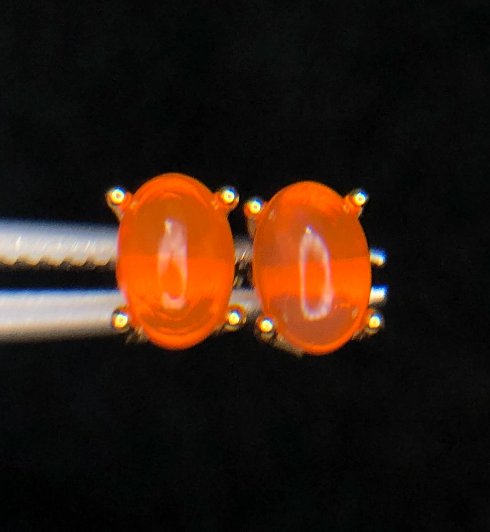 Natuurlijke Oranje Opaal Oorstekers 4,95 ct – 925 Sterling Zilver Rhodium Plated