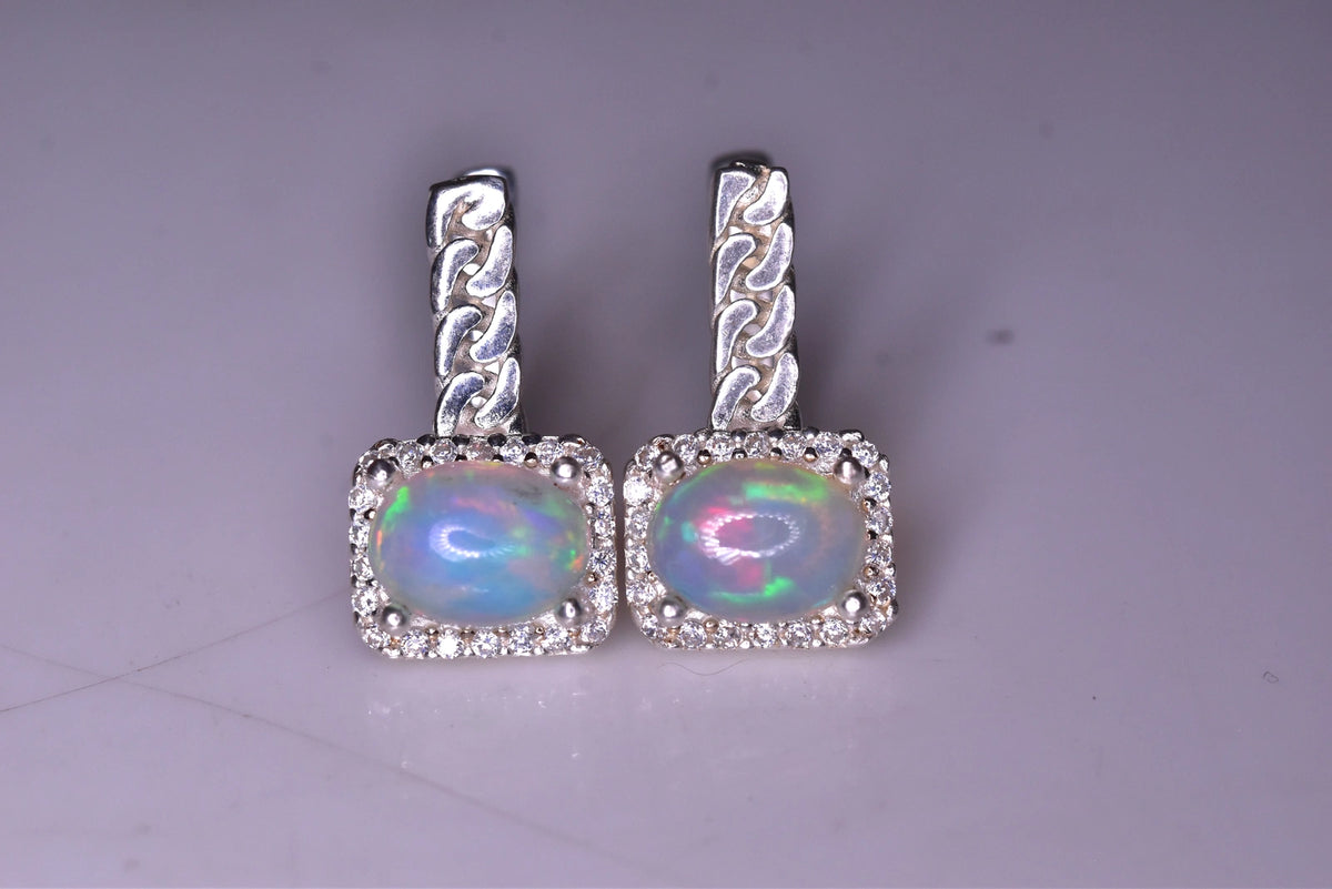 Natuurlijke Opaal Oorbellen – 925 Sterling Zilver – Elegant Design
