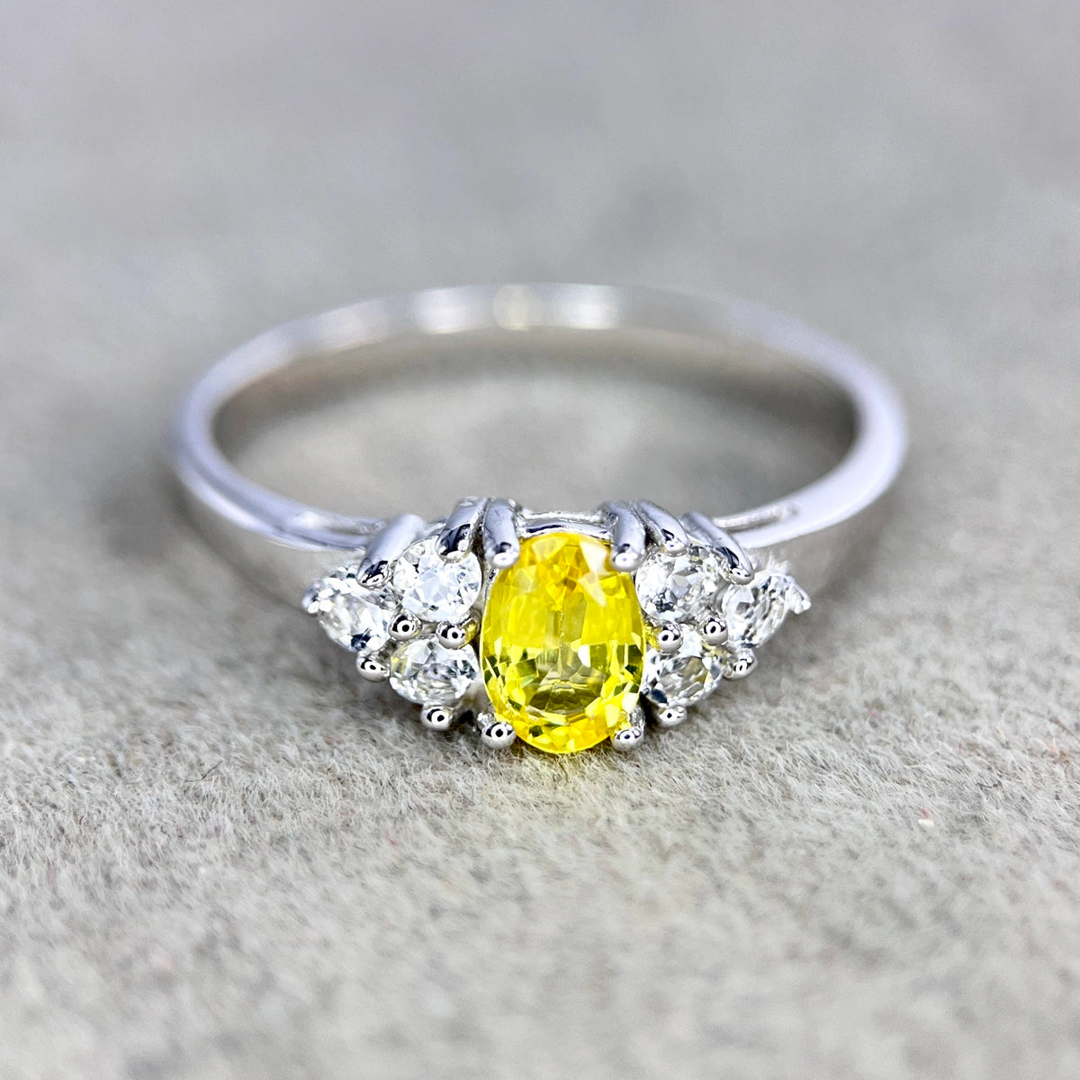 Natuurlijke saffierring – geel, 925 sterling zilver