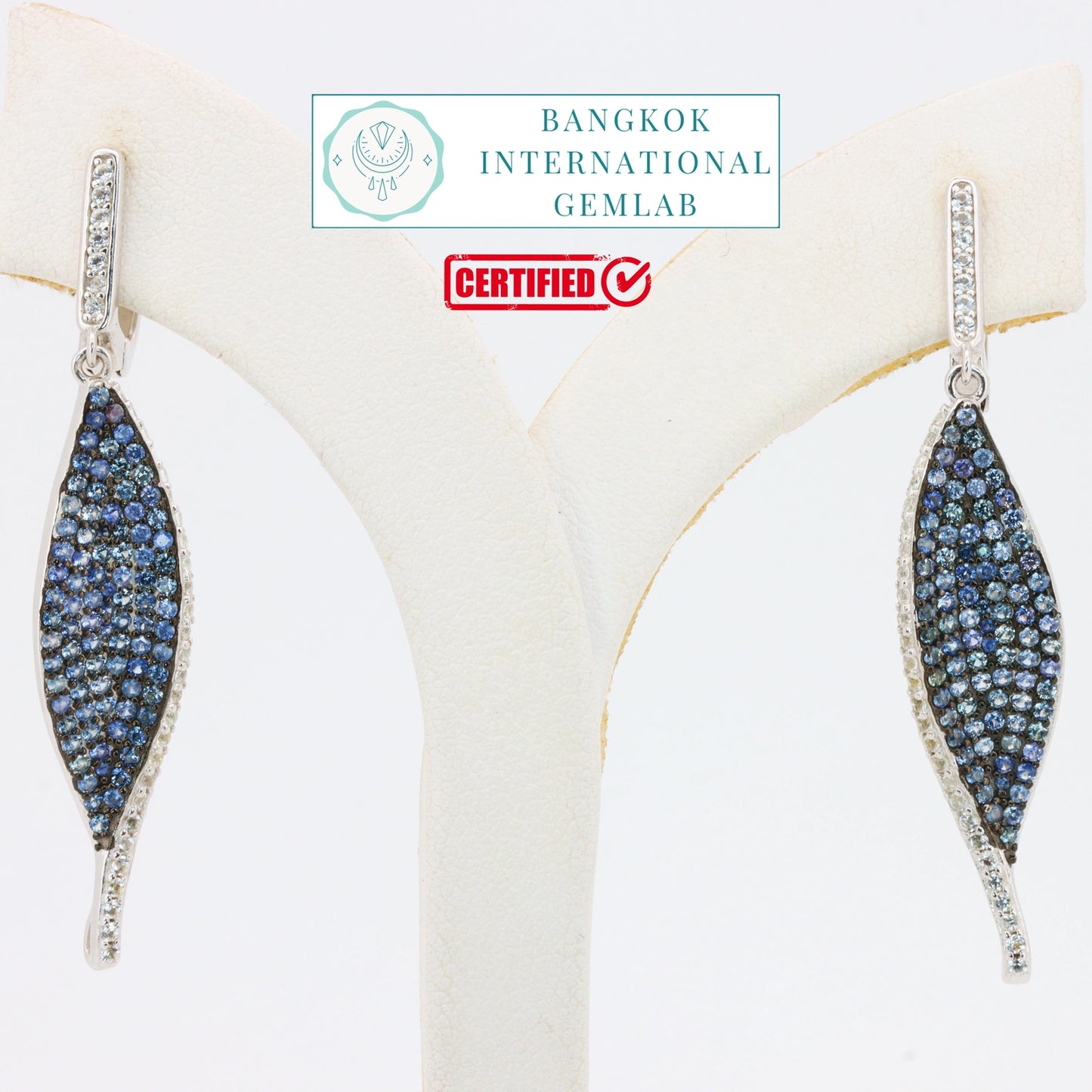 Gecertificeerde oorbellen met saffier – 925 sterling zilver