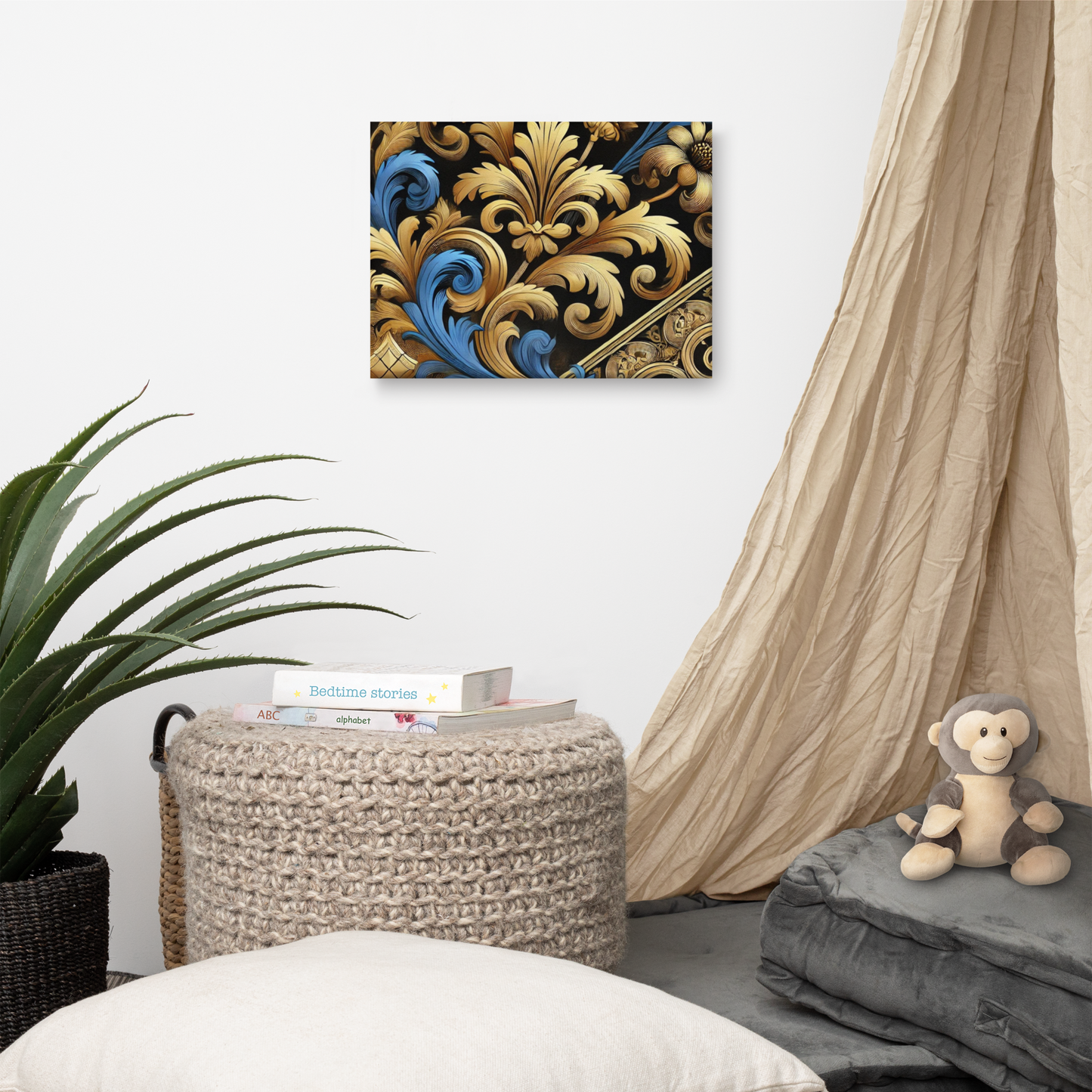Barok Stijl Canvas Print - Luxe Wanddecoratie met Weelderige Ornamenten