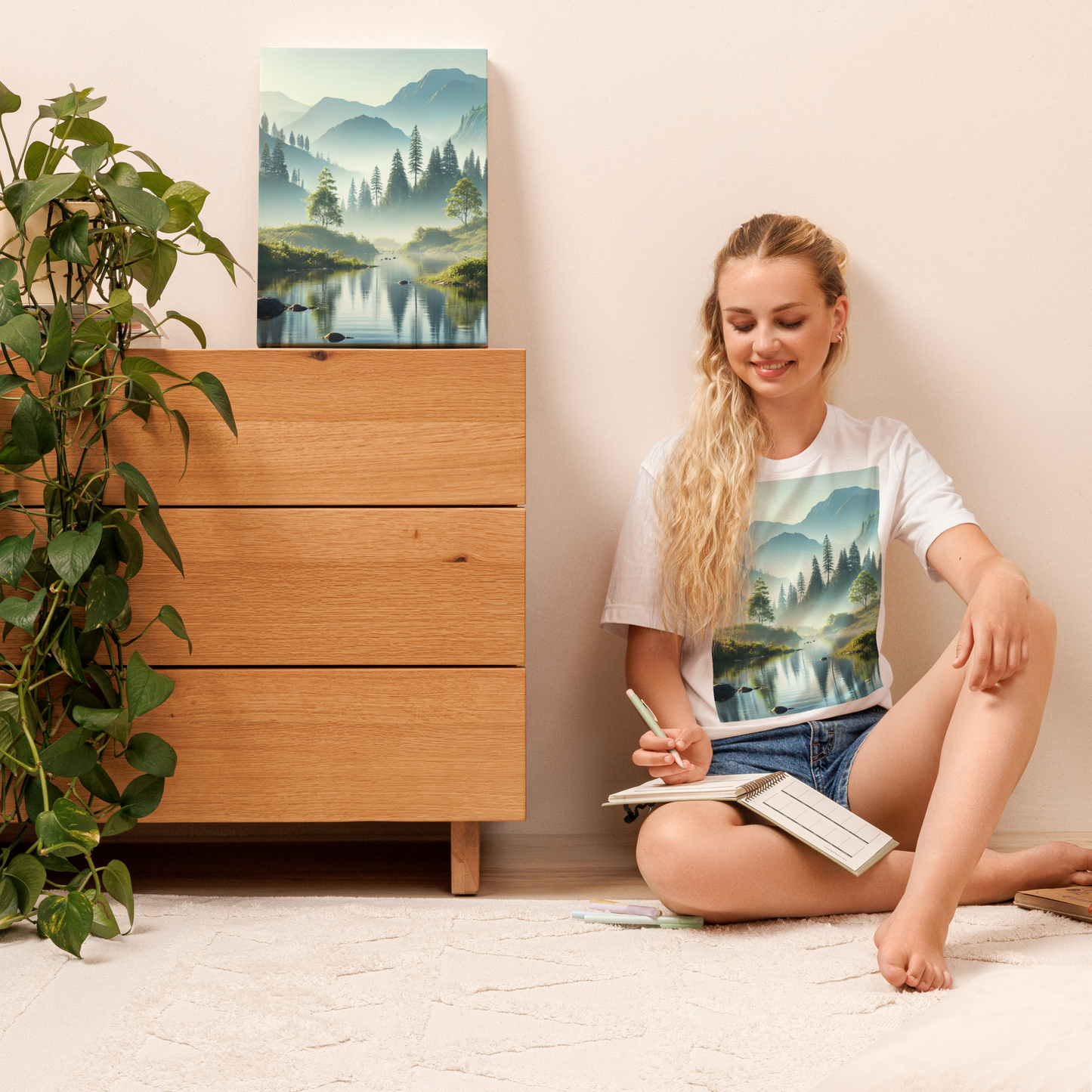 Rustgevende Canvas Wanddecoratie - Mystiek Berglandschap
