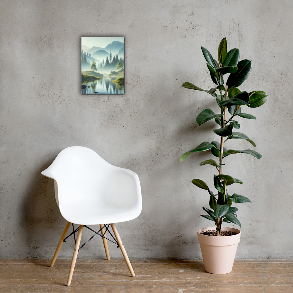 Rustgevende Canvas Wanddecoratie - Mystiek Berglandschap