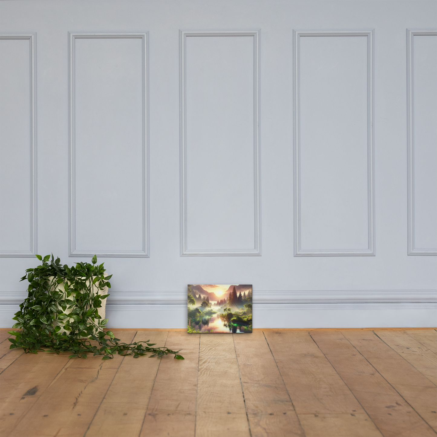 Adembenemend Landschap Canvas Wanddecoratie – Rustgevende Zonsondergang in de Bergen