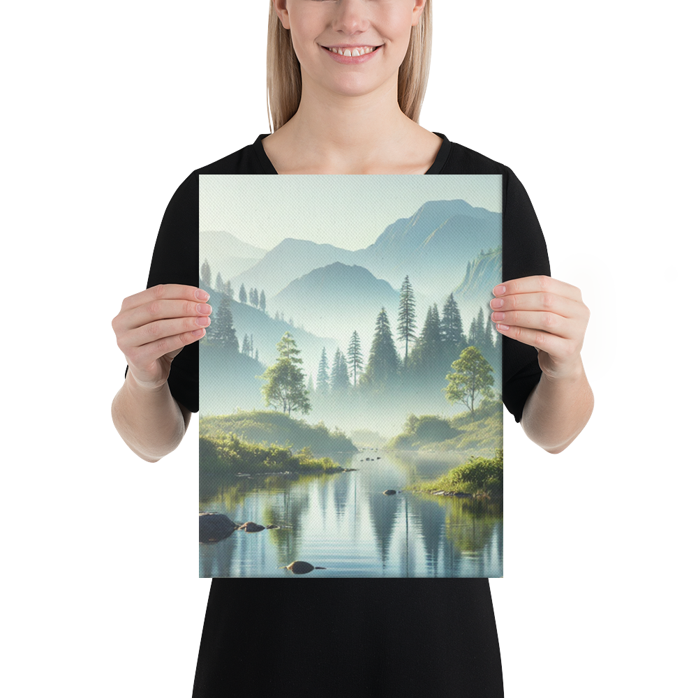Rustgevende Canvas Wanddecoratie - Mystiek Berglandschap