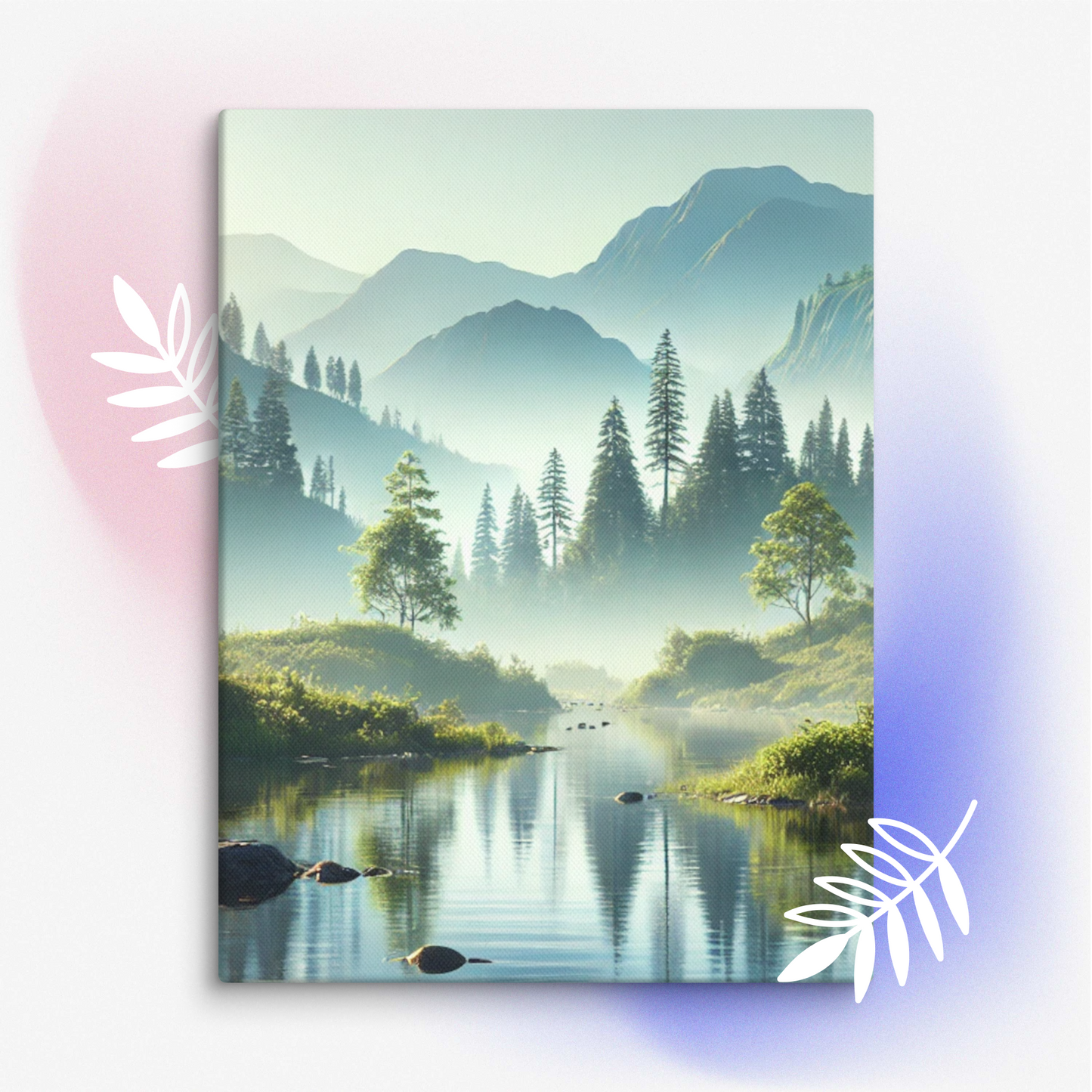 Rustgevende Canvas Wanddecoratie - Mystiek Berglandschap