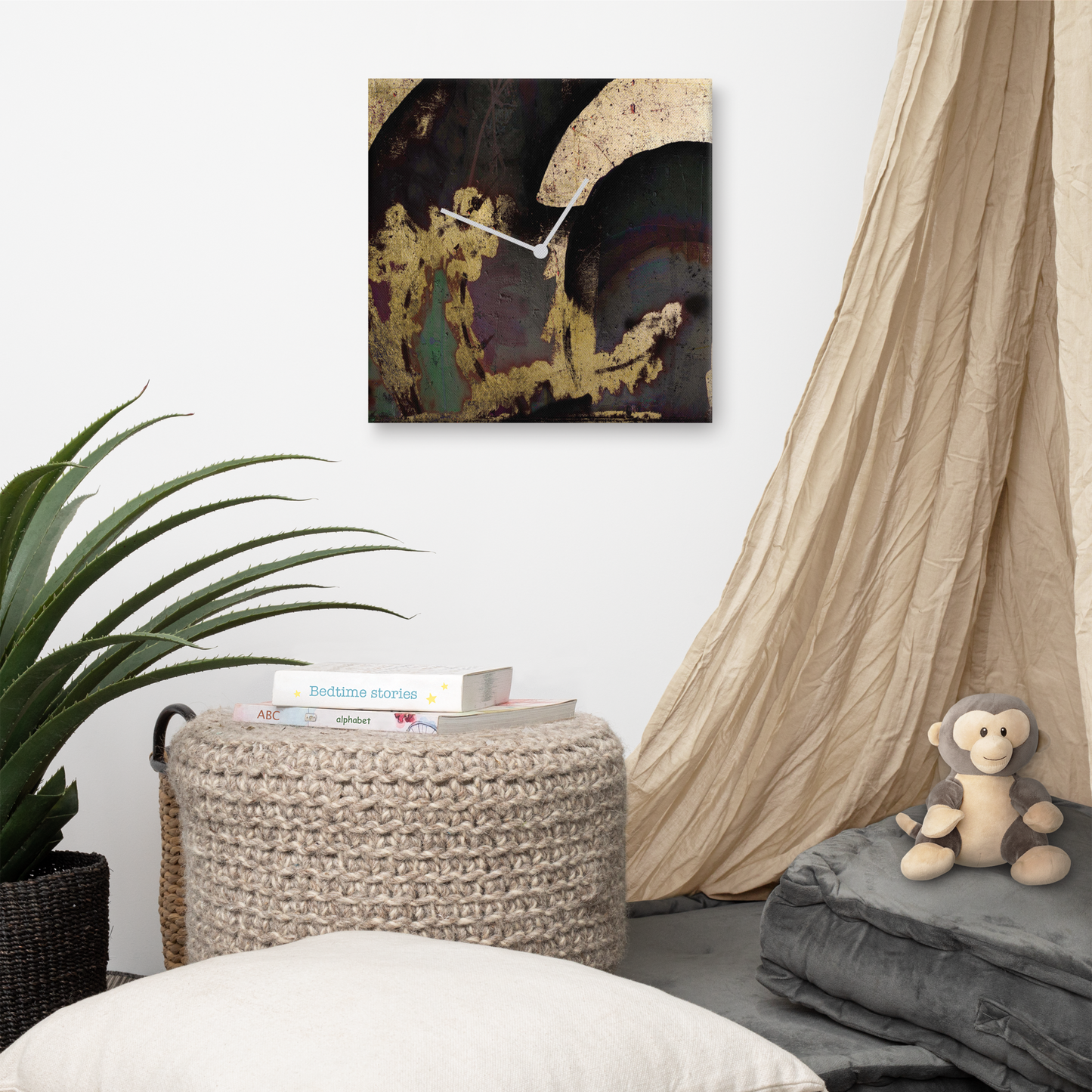 Aureus Noire Luxe Wandklok met Bladgoud – Acrylglas Designklok van Unique Treasure