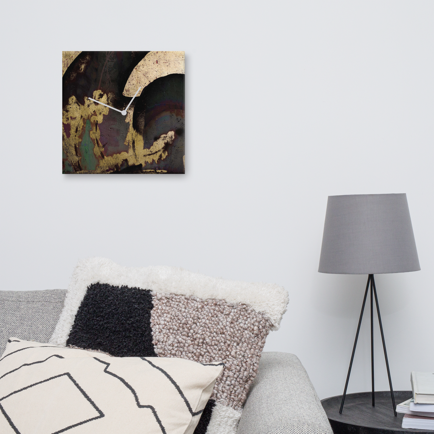 Aureus Noire Luxe Wandklok met Bladgoud – Acrylglas Designklok van Unique Treasure