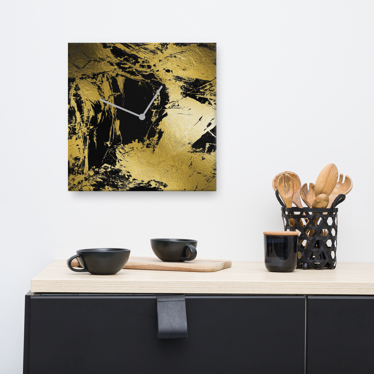 Luxe Acrylglas Wandklok met Bladgoud – Tijdloos Design van Unique Treasure