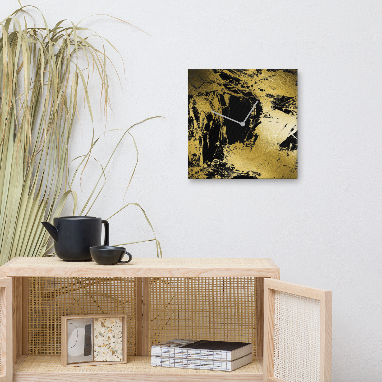 Luxe Acrylglas Wandklok met Bladgoud – Tijdloos Design van Unique Treasure