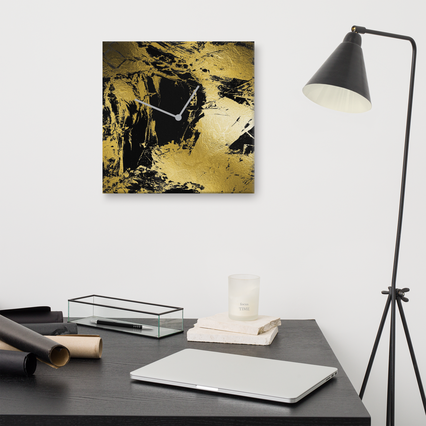 Luxe Acrylglas Wandklok met Bladgoud – Tijdloos Design van Unique Treasure