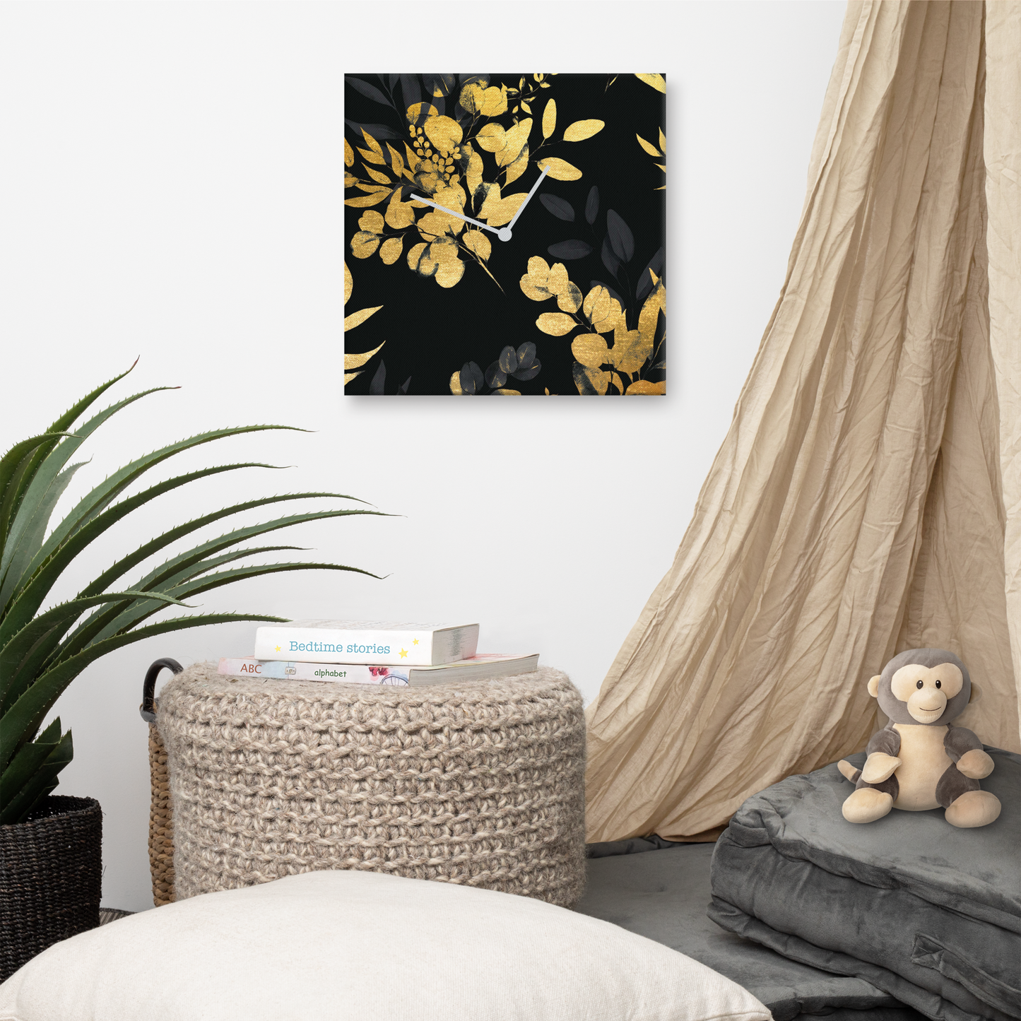 Goldveloce acrylglas wandklok met bladgoud – moderne design klok
