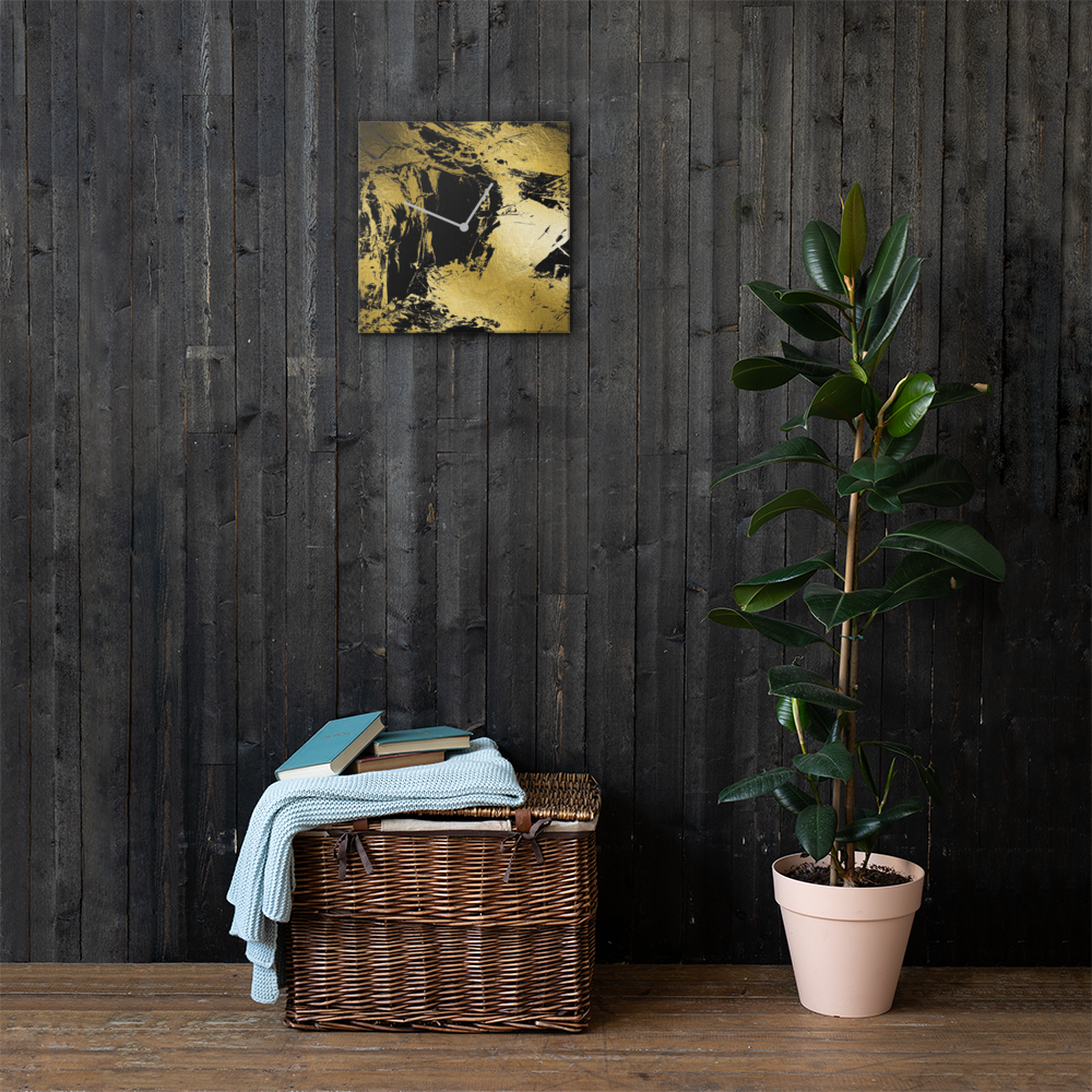 Luxe Acrylglas Wandklok met Bladgoud – Tijdloos Design van Unique Treasure