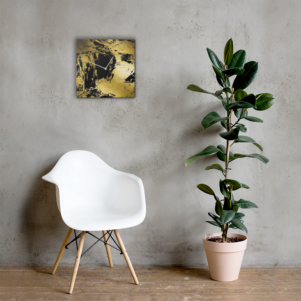 Luxe Acrylglas Wandklok met Bladgoud – Tijdloos Design van Unique Treasure