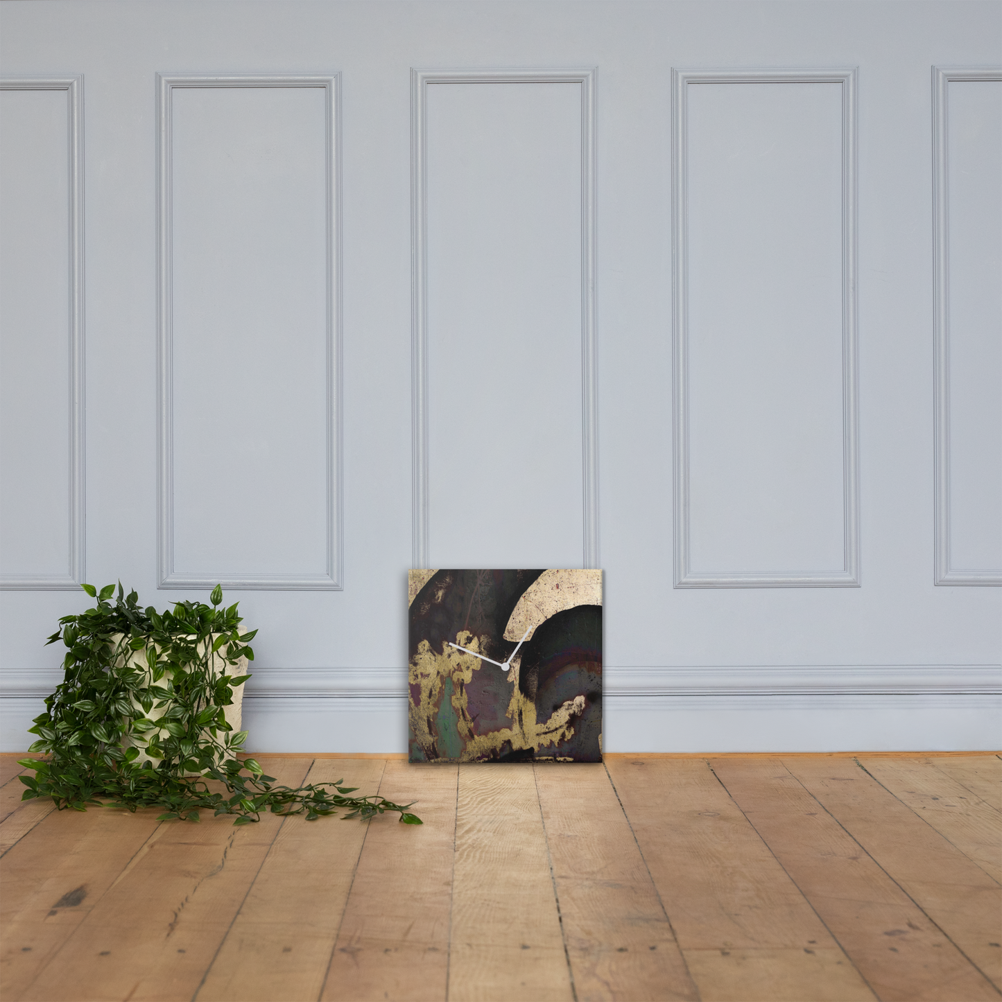 Aureus Noire Luxe Wandklok met Bladgoud – Acrylglas Designklok van Unique Treasure