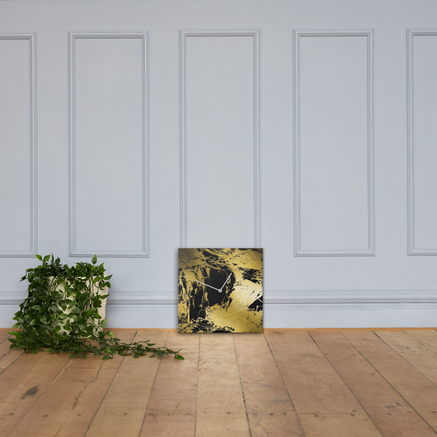 Luxe Acrylglas Wandklok met Bladgoud – Tijdloos Design van Unique Treasure