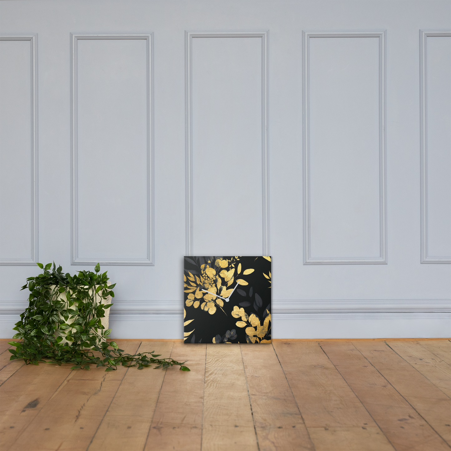 Goldveloce acrylglas wandklok met bladgoud – moderne design klok