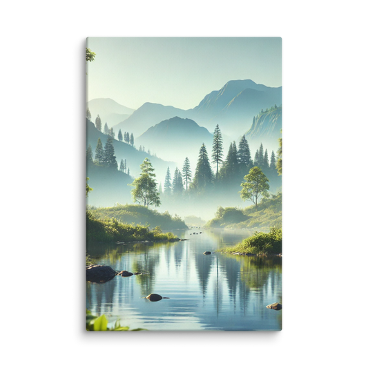 Rustgevende Canvas Wanddecoratie - Mystiek Berglandschap