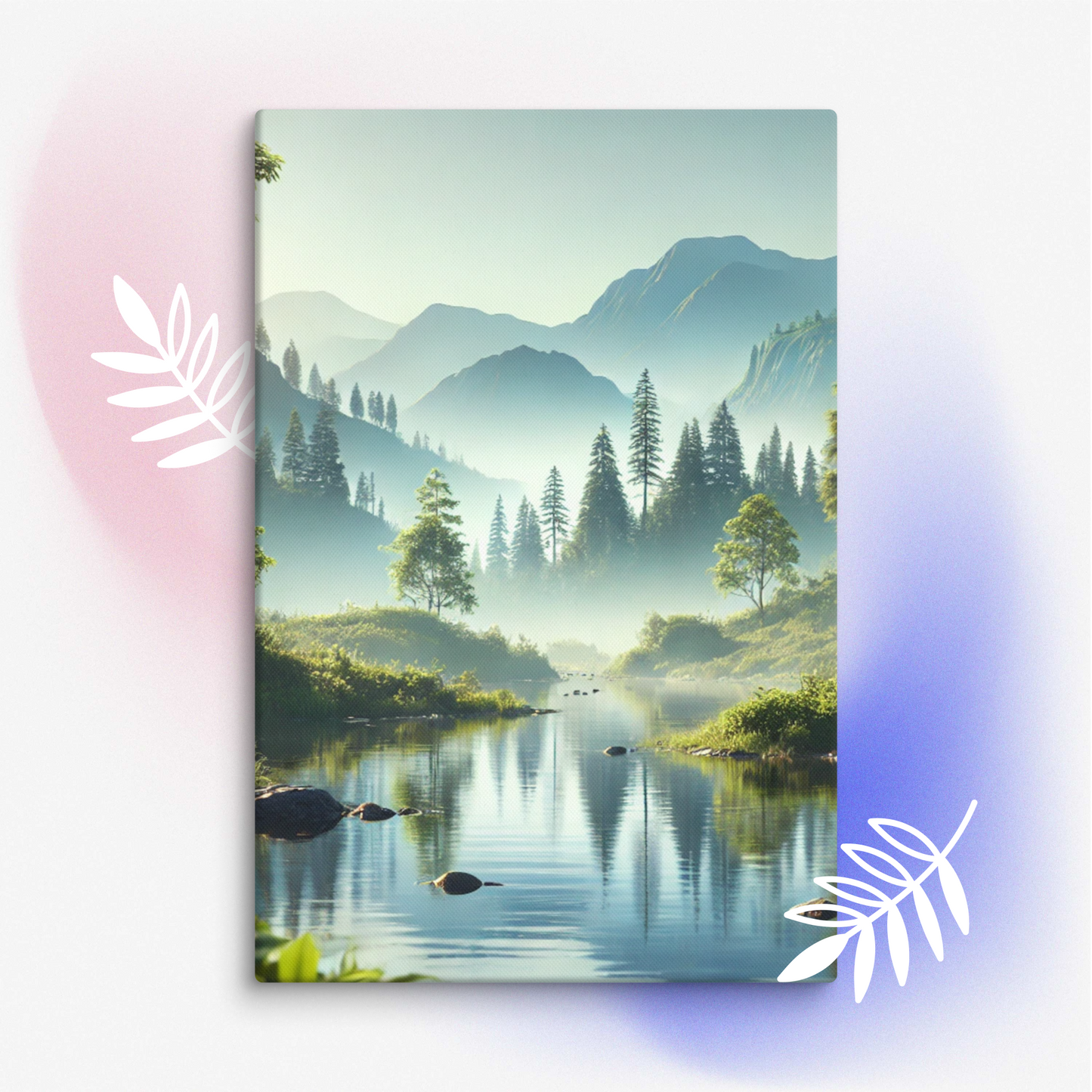 Rustgevende Canvas Wanddecoratie - Mystiek Berglandschap