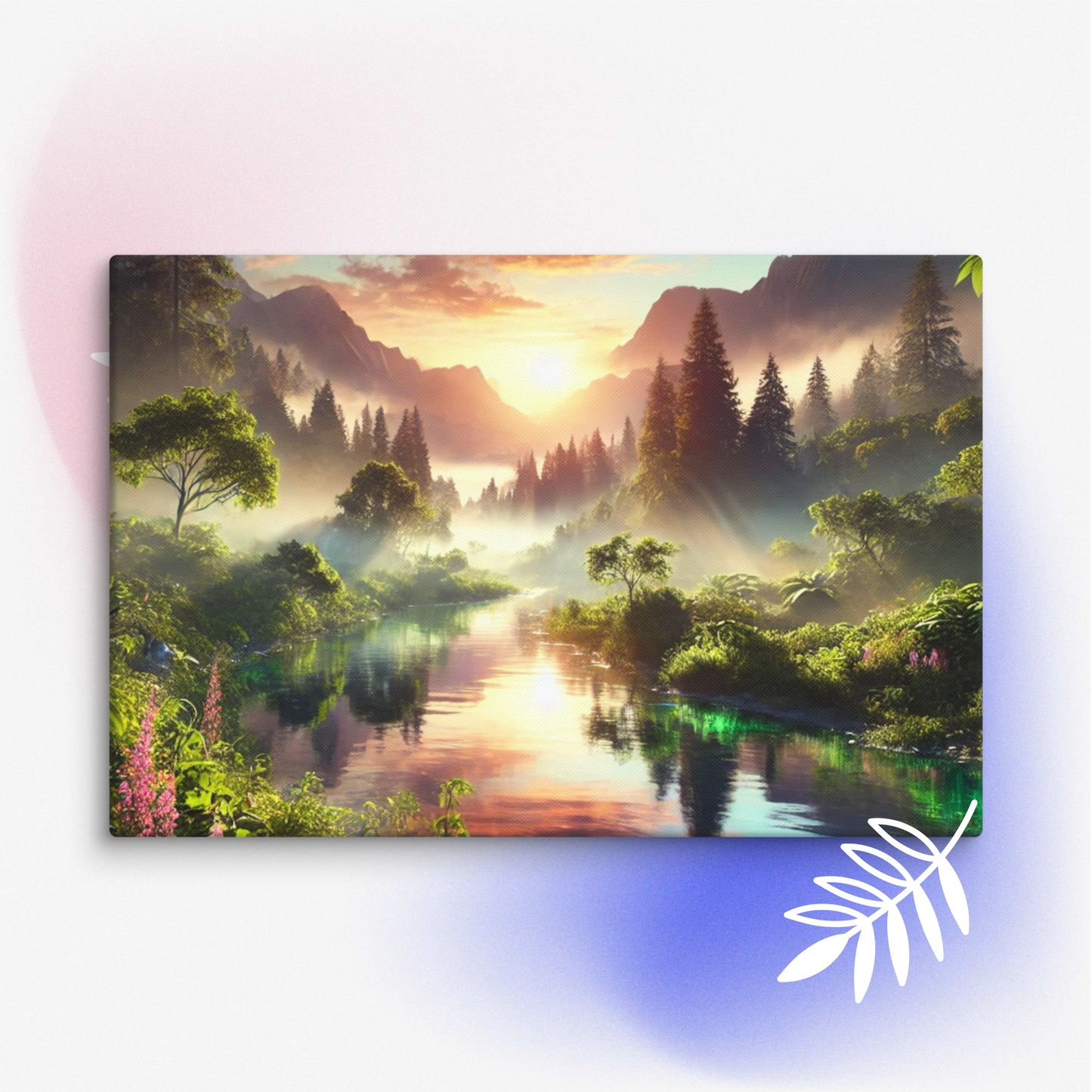 Adembenemend Landschap Canvas Wanddecoratie – Rustgevende Zonsondergang in de Bergen