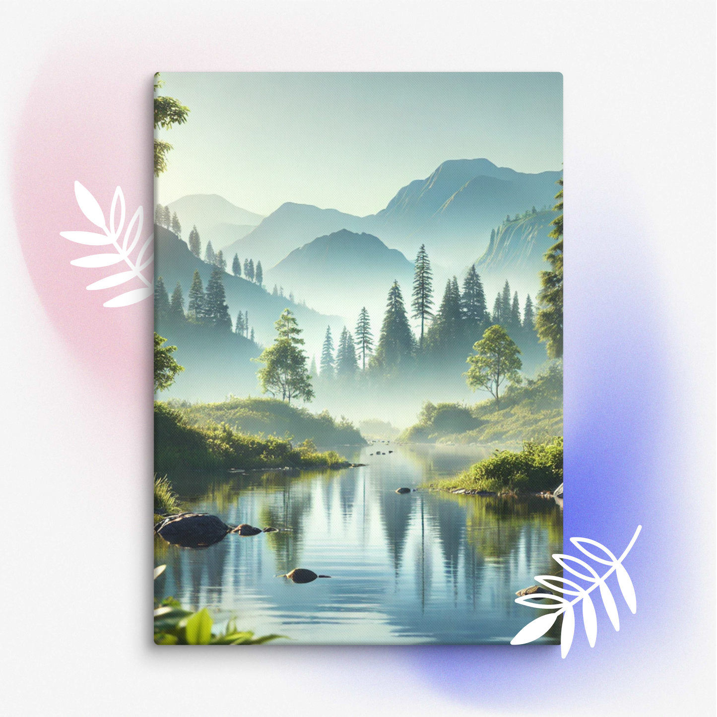 Rustgevende Canvas Wanddecoratie - Mystiek Berglandschap