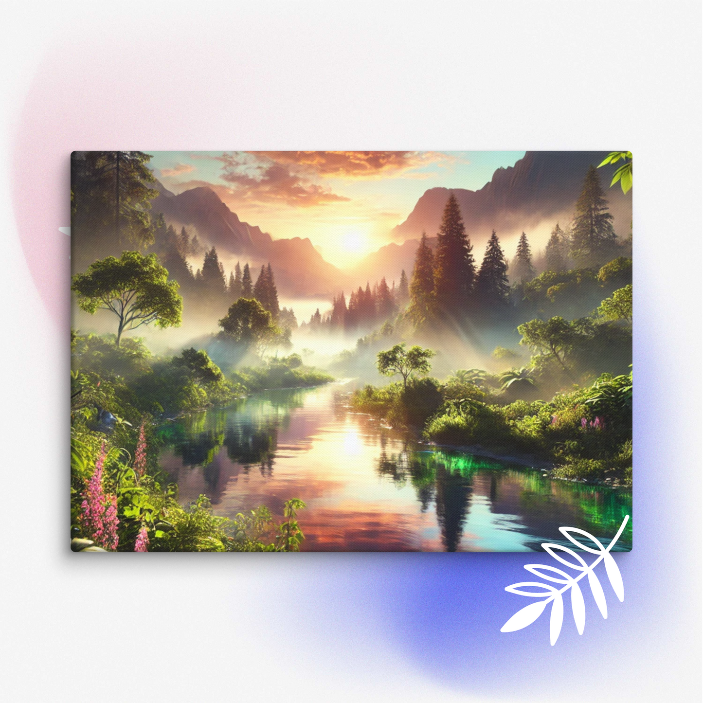 Adembenemend Landschap Canvas Wanddecoratie – Rustgevende Zonsondergang in de Bergen
