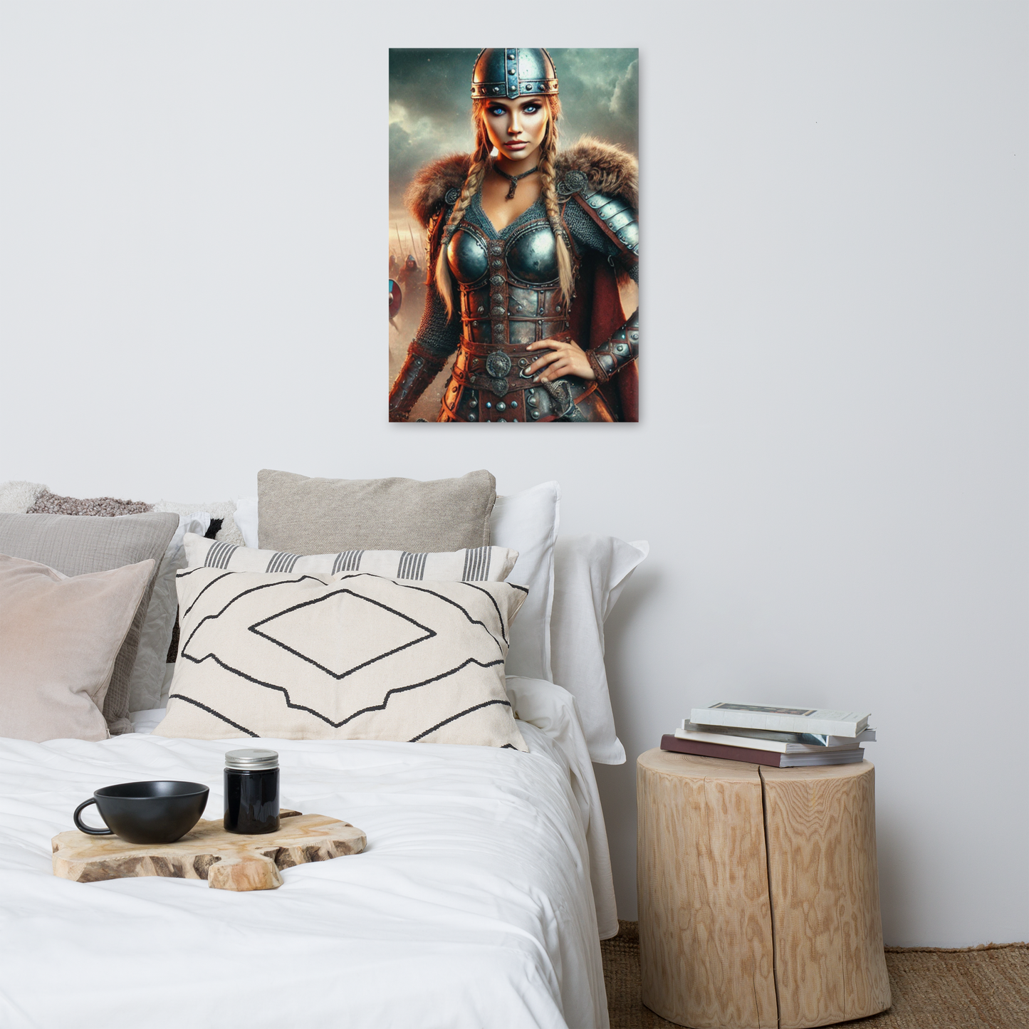 Vikingvrouw Canvas Schilderij - Stoer en Krachtig Wanddecoratie - Premium Kwaliteit -Scandinavische Kunst