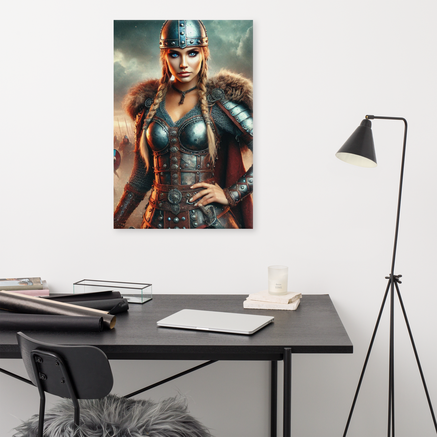Vikingvrouw Canvas Schilderij - Stoer en Krachtig Wanddecoratie - Premium Kwaliteit -Scandinavische Kunst