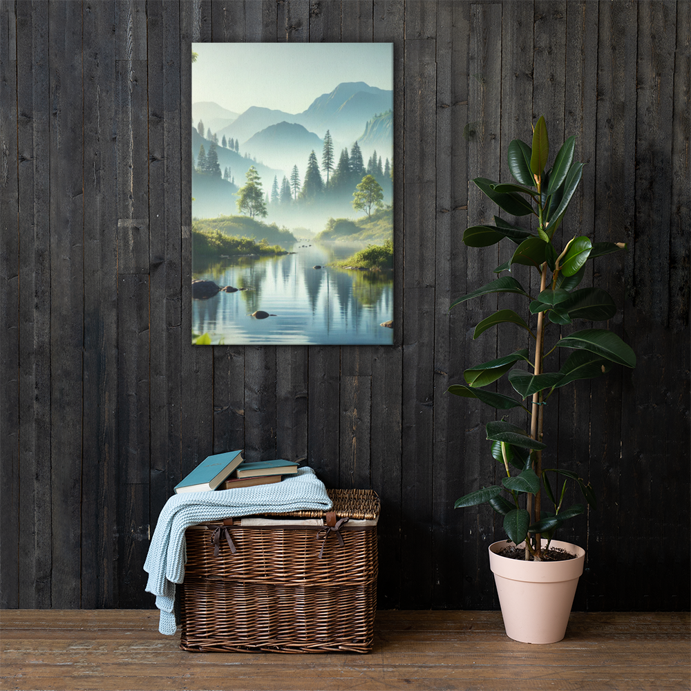 Rustgevende Canvas Wanddecoratie - Mystiek Berglandschap