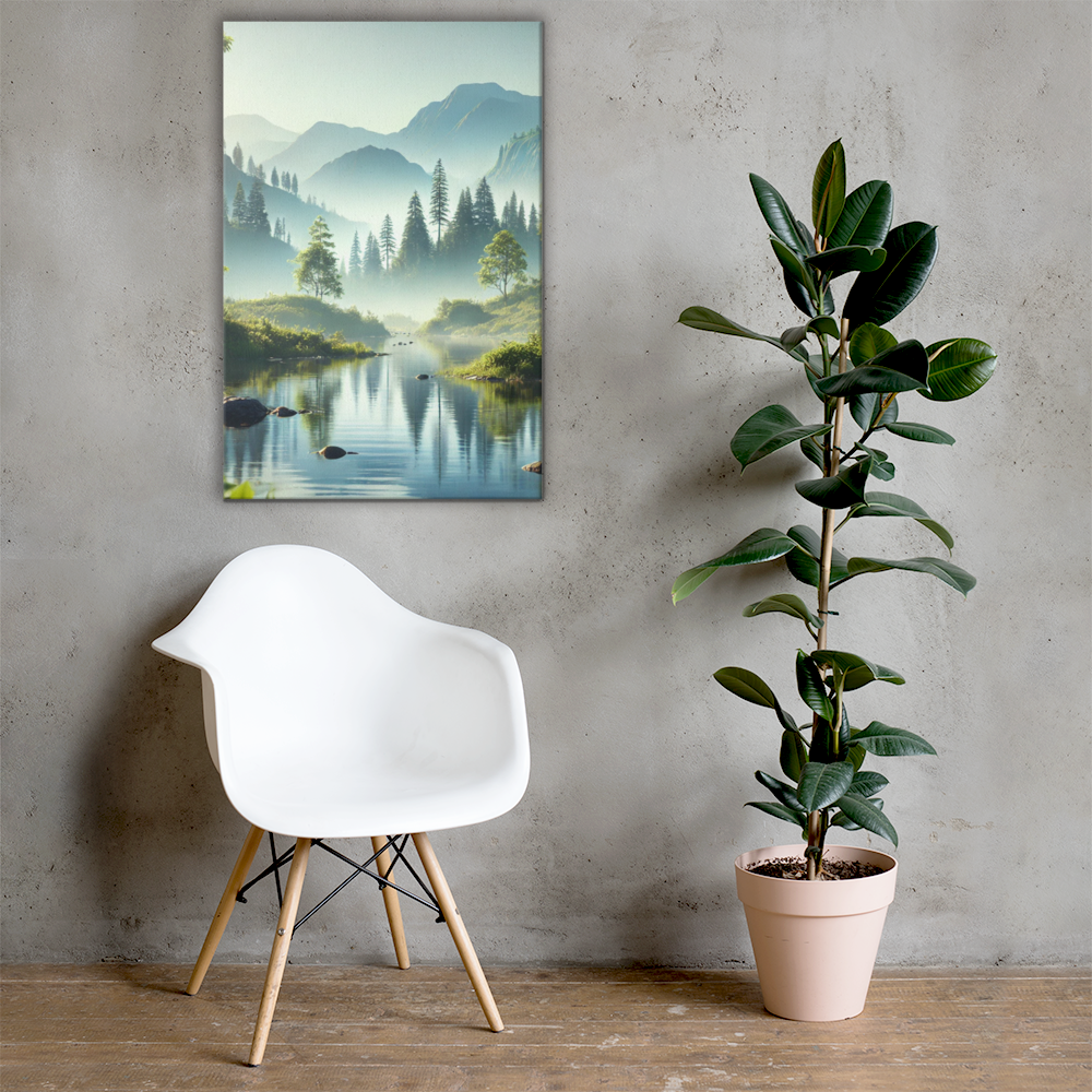 Rustgevende Canvas Wanddecoratie - Mystiek Berglandschap