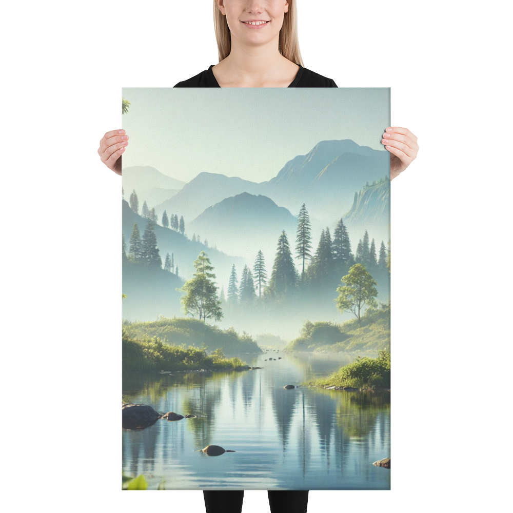 Rustgevende Canvas Wanddecoratie - Mystiek Berglandschap