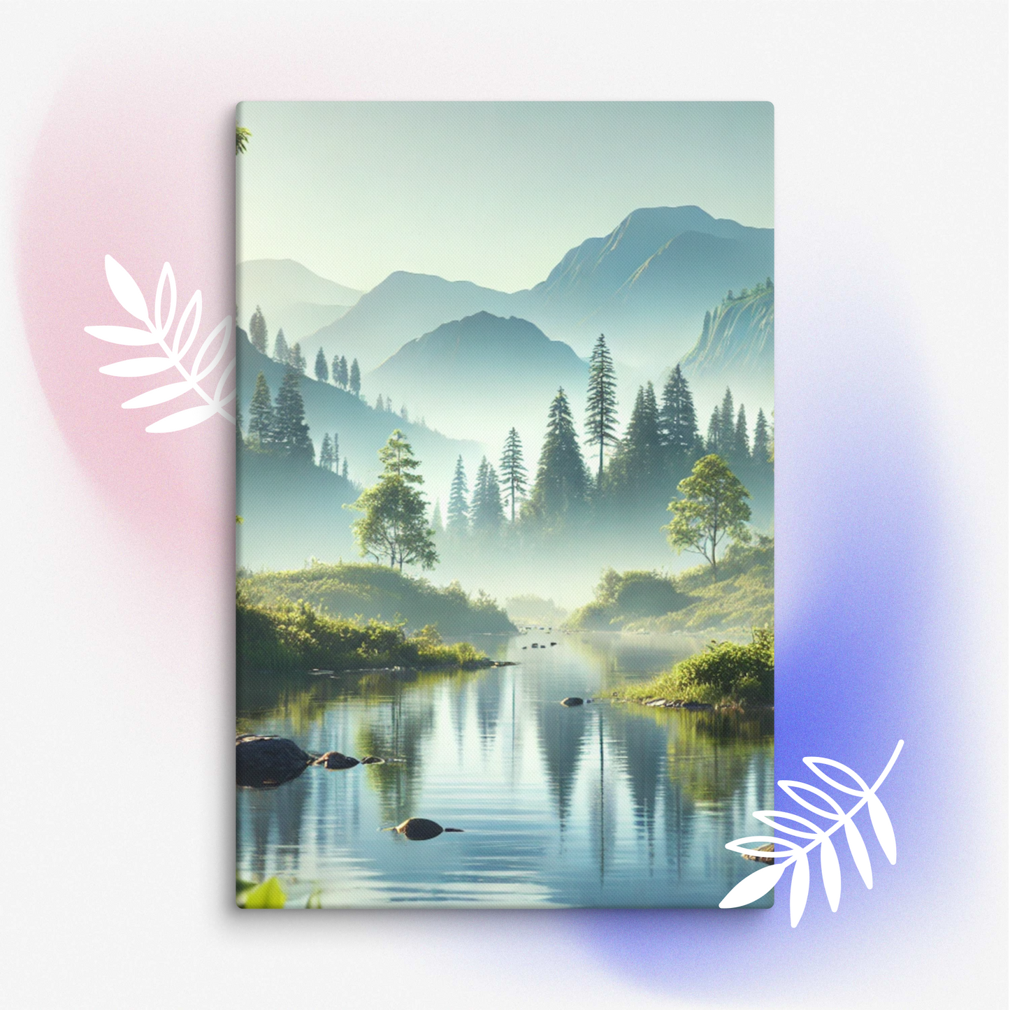 Rustgevende Canvas Wanddecoratie - Mystiek Berglandschap