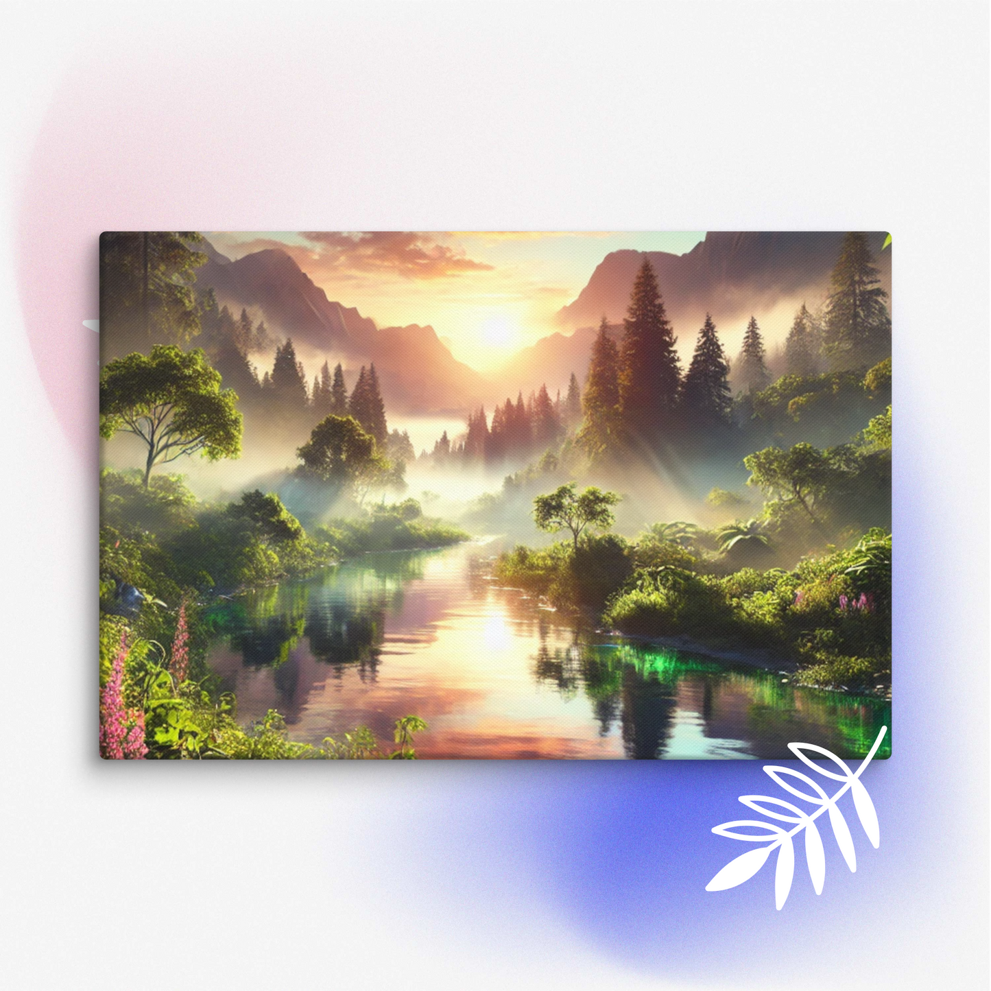 Adembenemend Landschap Canvas Wanddecoratie – Rustgevende Zonsondergang in de Bergen
