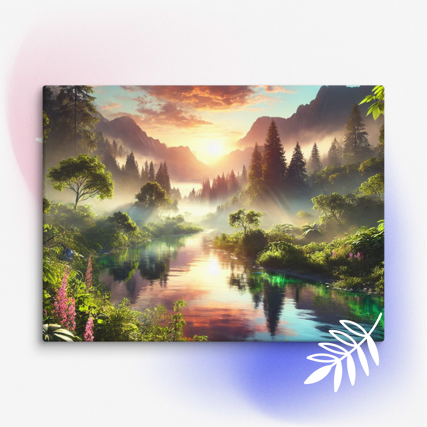 Adembenemend Landschap Canvas Wanddecoratie – Rustgevende Zonsondergang in de Bergen