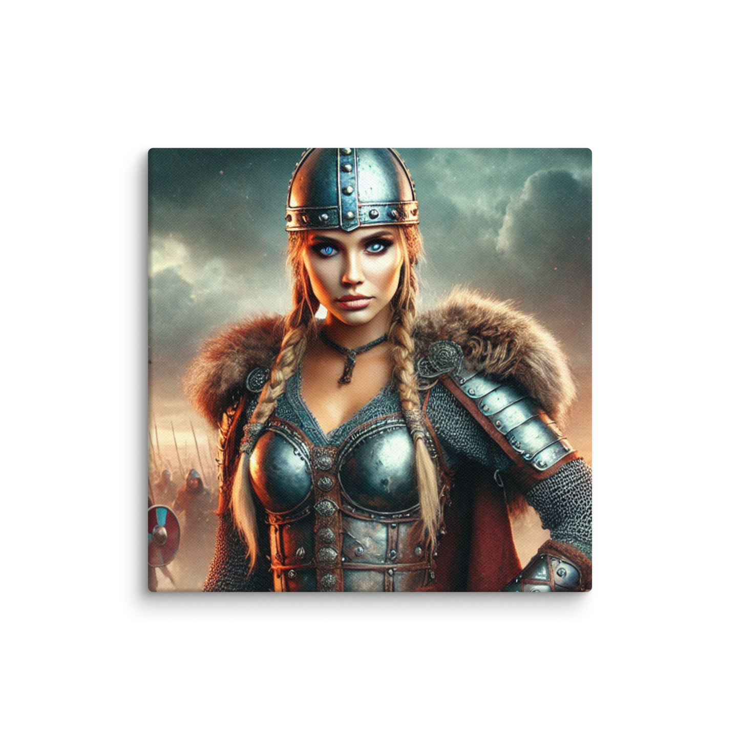 Vikingvrouw Canvas Schilderij - Stoer en Krachtig Wanddecoratie - Premium Kwaliteit -Scandinavische Kunst