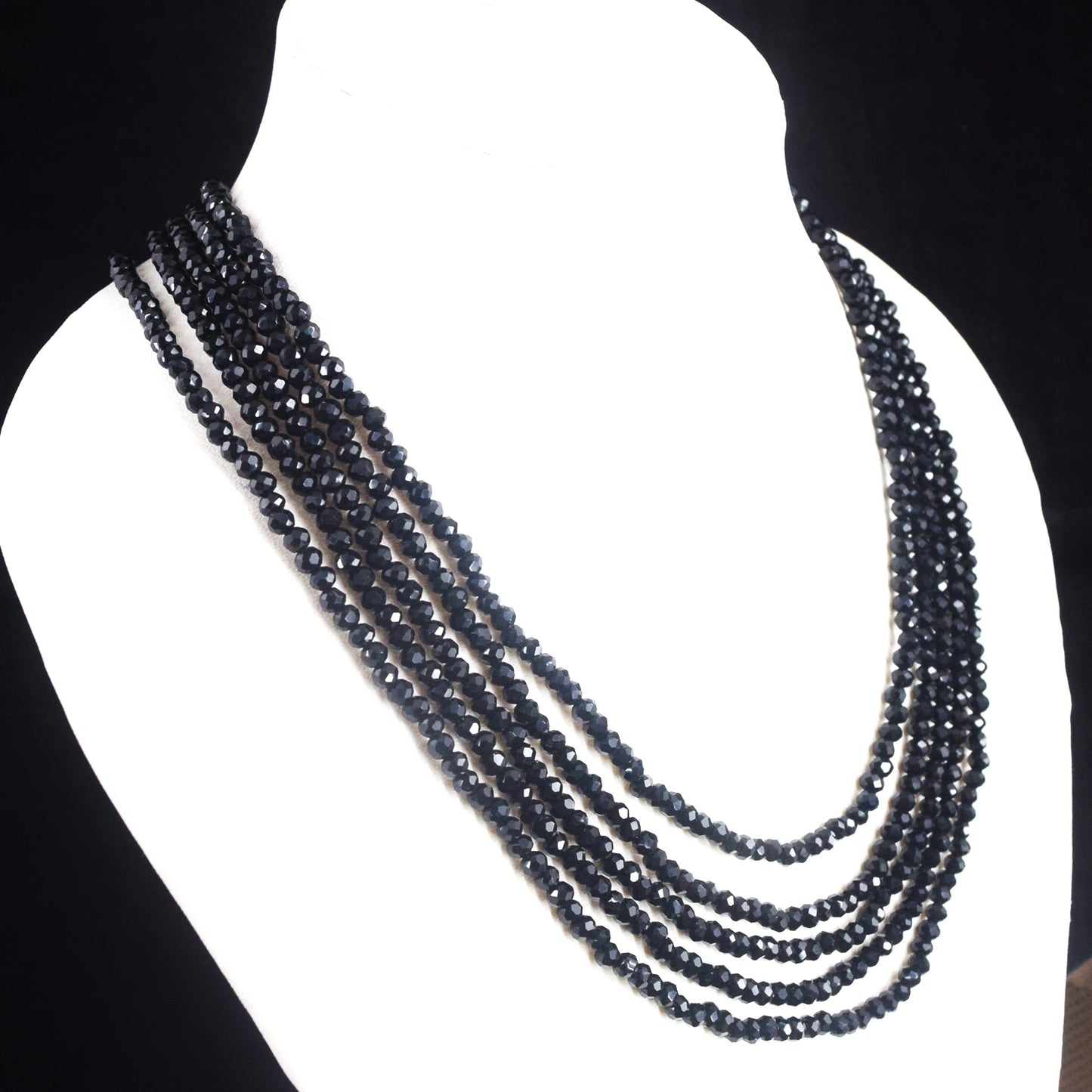 Echte 5-Rijige Spinel Kralenketting met Gefacetteerde Stenen 209,00 CT – 10-H278