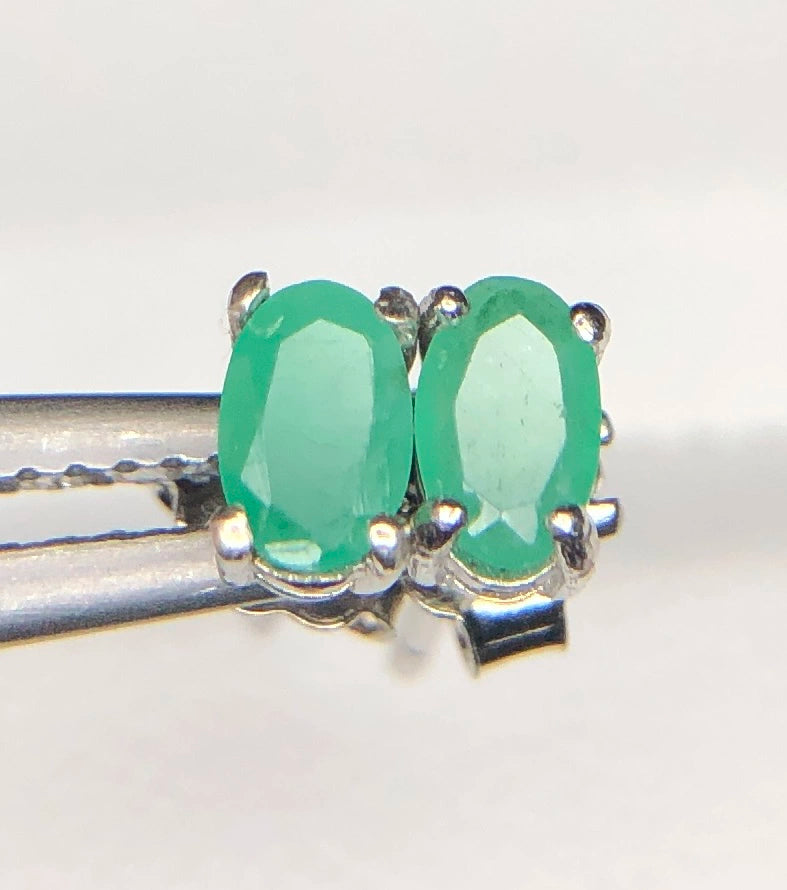 Natuurlijke Smaragd Oorstekers 3,55 ct – 925 Sterling Zilver Rhodium Plated