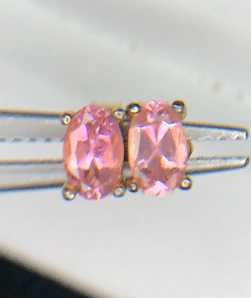 Natuurlijke Roze Toermalijn Oorstekers 3,65 ct – 925 Sterling Zilver Rhodium Plated