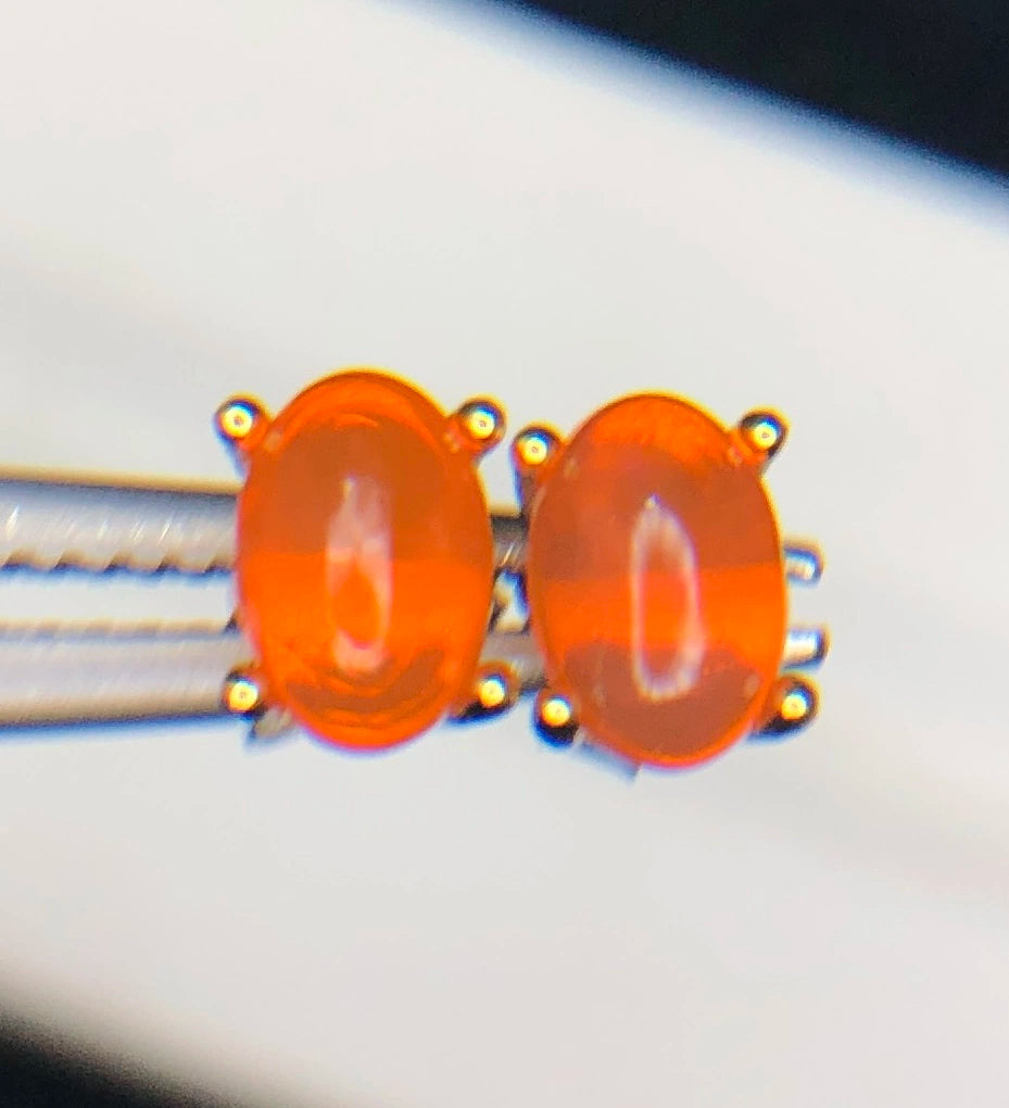 Natuurlijke Oranje Opaal Oorstekers 4,95 ct – 925 Sterling Zilver Rhodium Plated