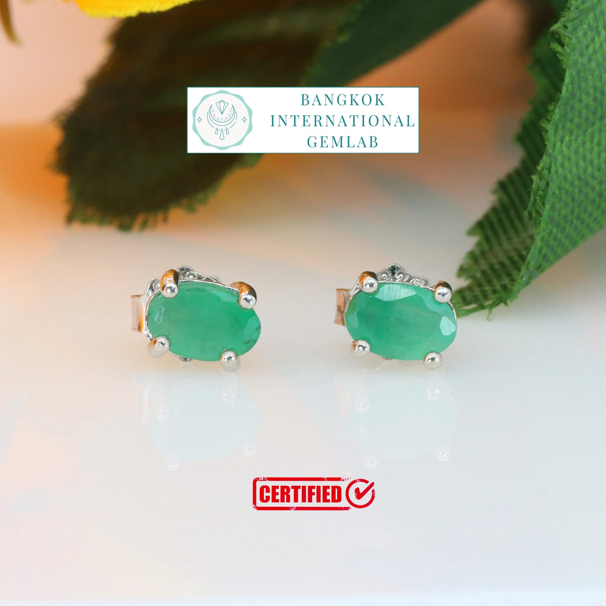 Gecertificeerde oorbellen met smaragd – groen, 925 sterling zilver