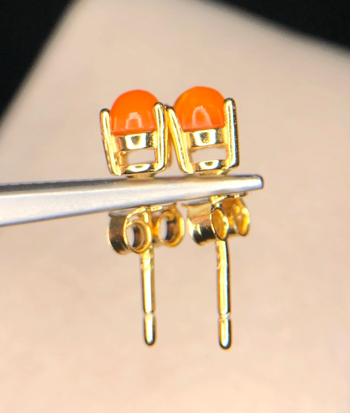 Natuurlijke Oranje Opaal Oorstekers 4,90 ct – 925 Sterling Zilver Rhodium Plated