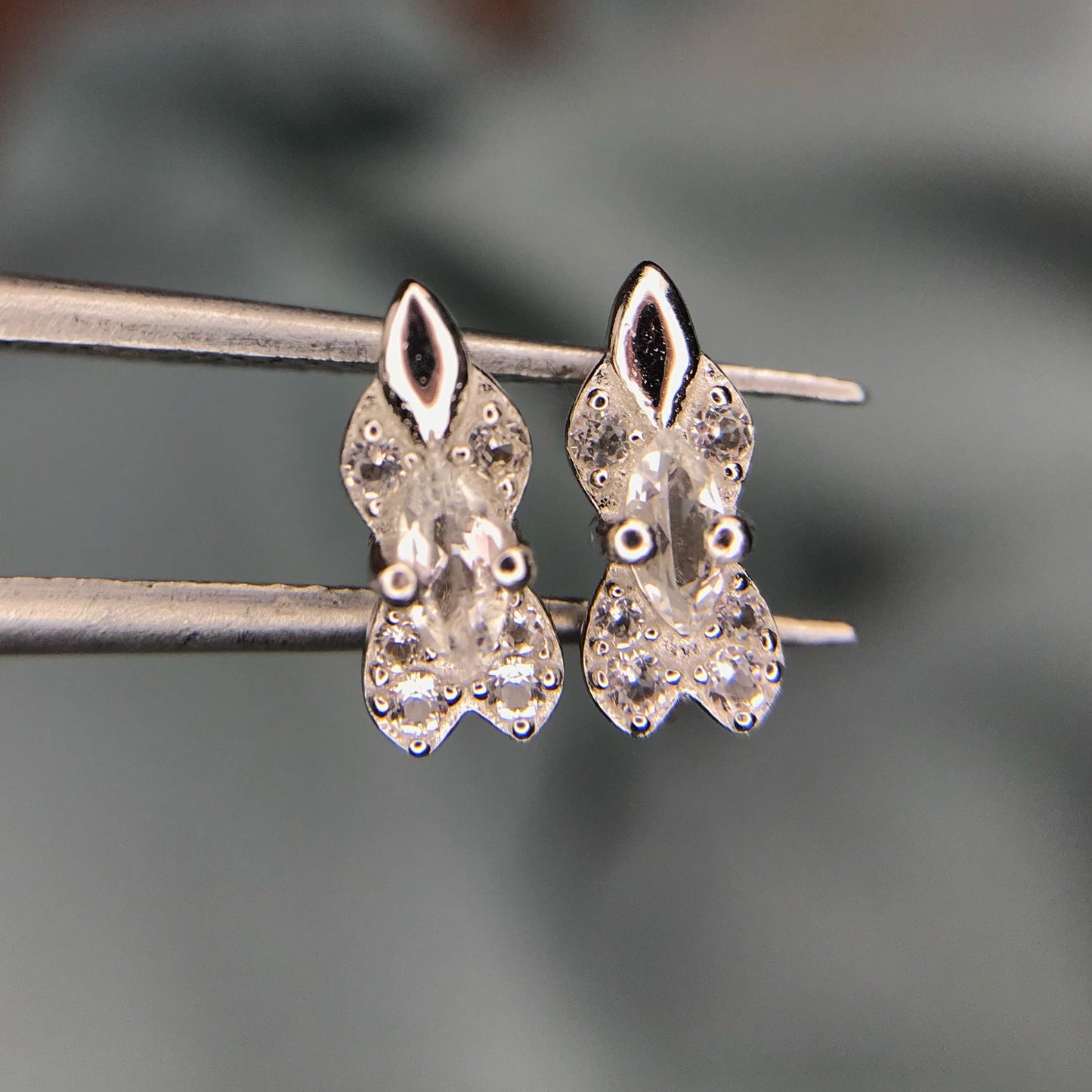 Oorbellen met white topaz – 7.82 ct, wit, 925 sterling zilver