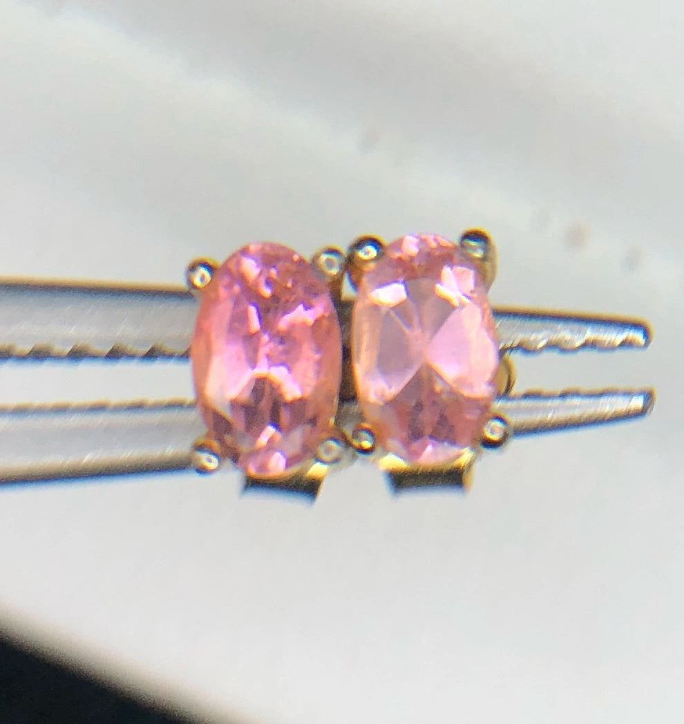Natuurlijke Roze Toermalijn Oorstekers 3,65 ct – 925 Sterling Zilver Rhodium Plated