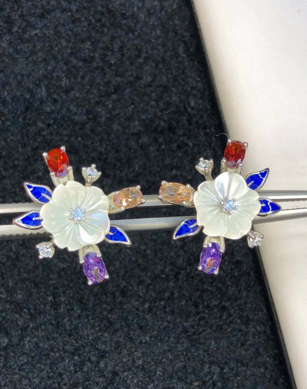Oorstekers van 925 sterling zilver met 24,40 ct meerkleurige cubic zirconia