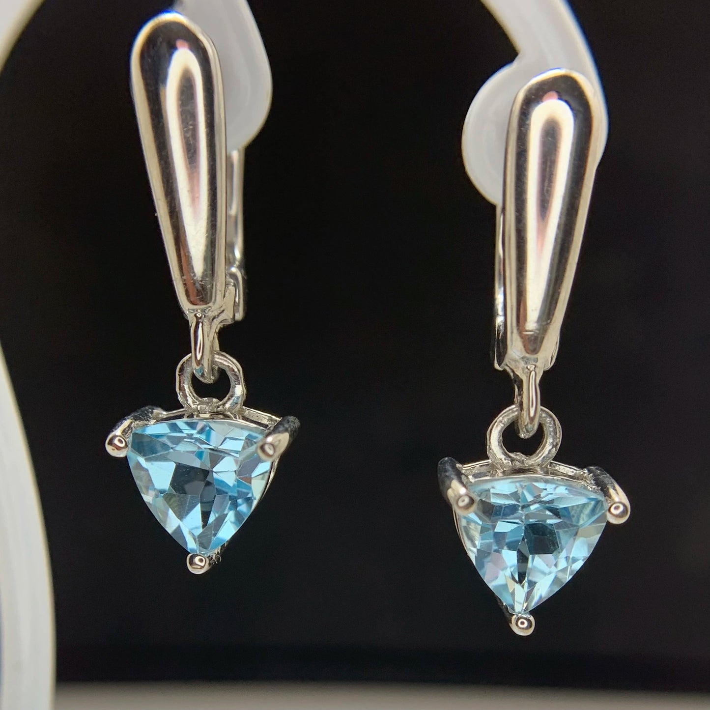 20.90 CT Swiss Blue Topaz Earrings in 925 Silver | Rhodium Plated