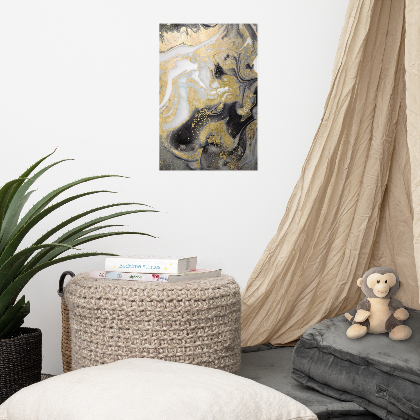 Acrylglas Kunstwerk met Bladgoud – Retro Linus-Maximilian Stijl | Handgemaakt Statement Piece